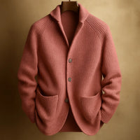 June | Women's Button-Front Chunky Knit Cardigan with Structured Collar