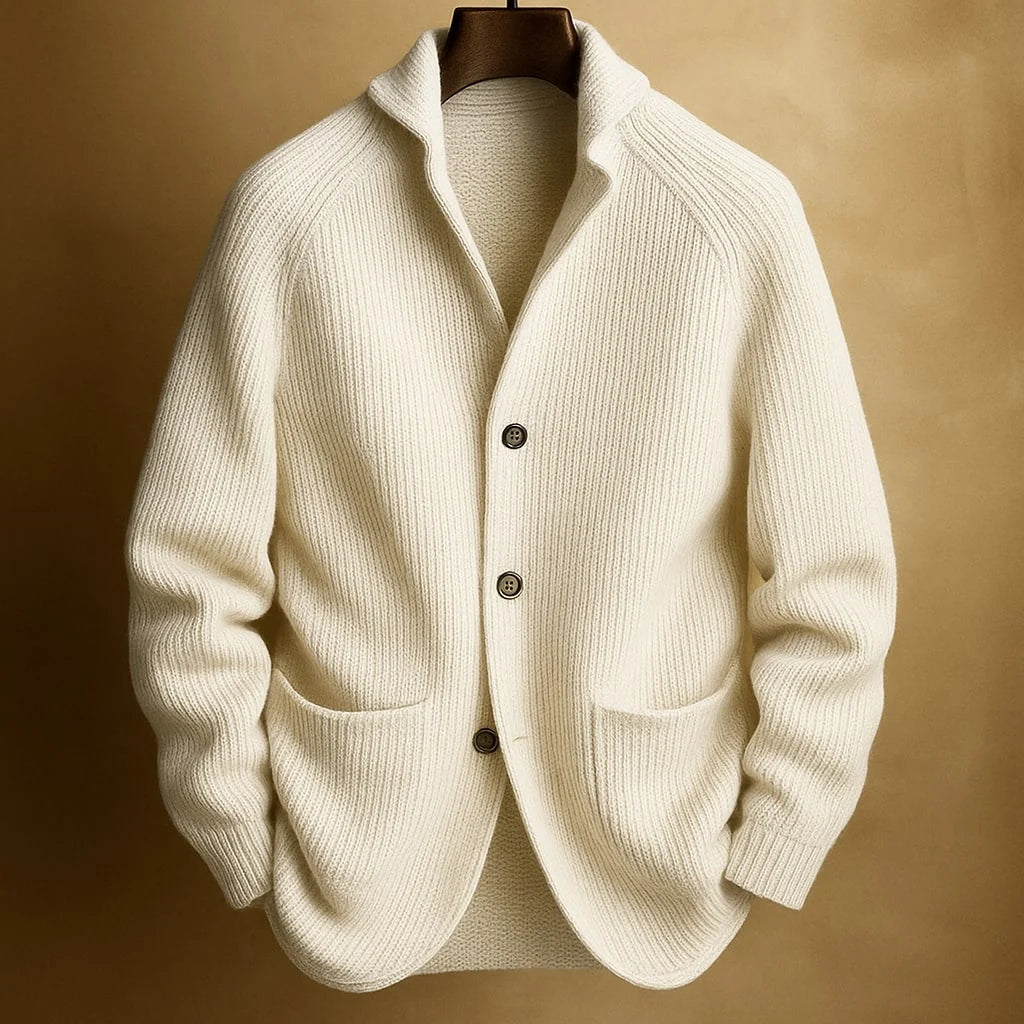 June knit cardigan worn, lifestyle shot