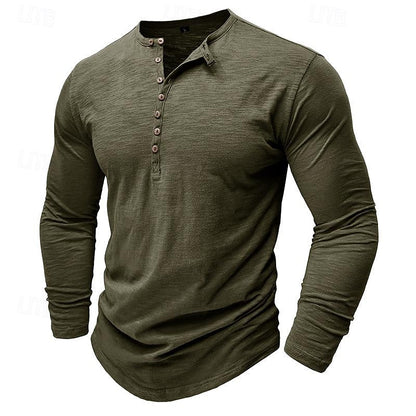 Army Green Men's Durable Everyday Henley Shirt