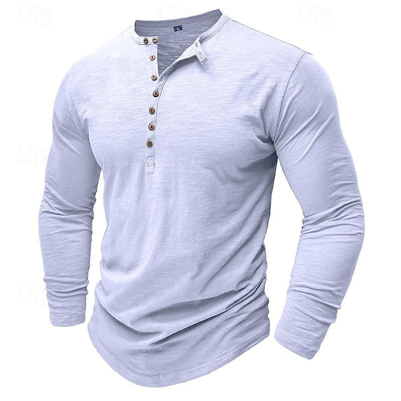 White Men's Durable Everyday Henley Shirt
