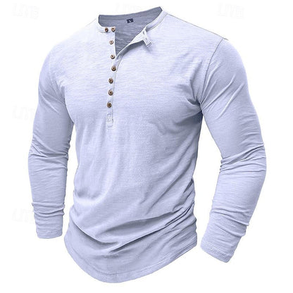 White Men's Durable Everyday Henley Shirt