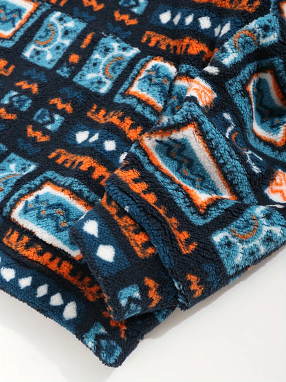 Men's Hooded Pullover Sweatshirt, Patterned Winter Hoodie