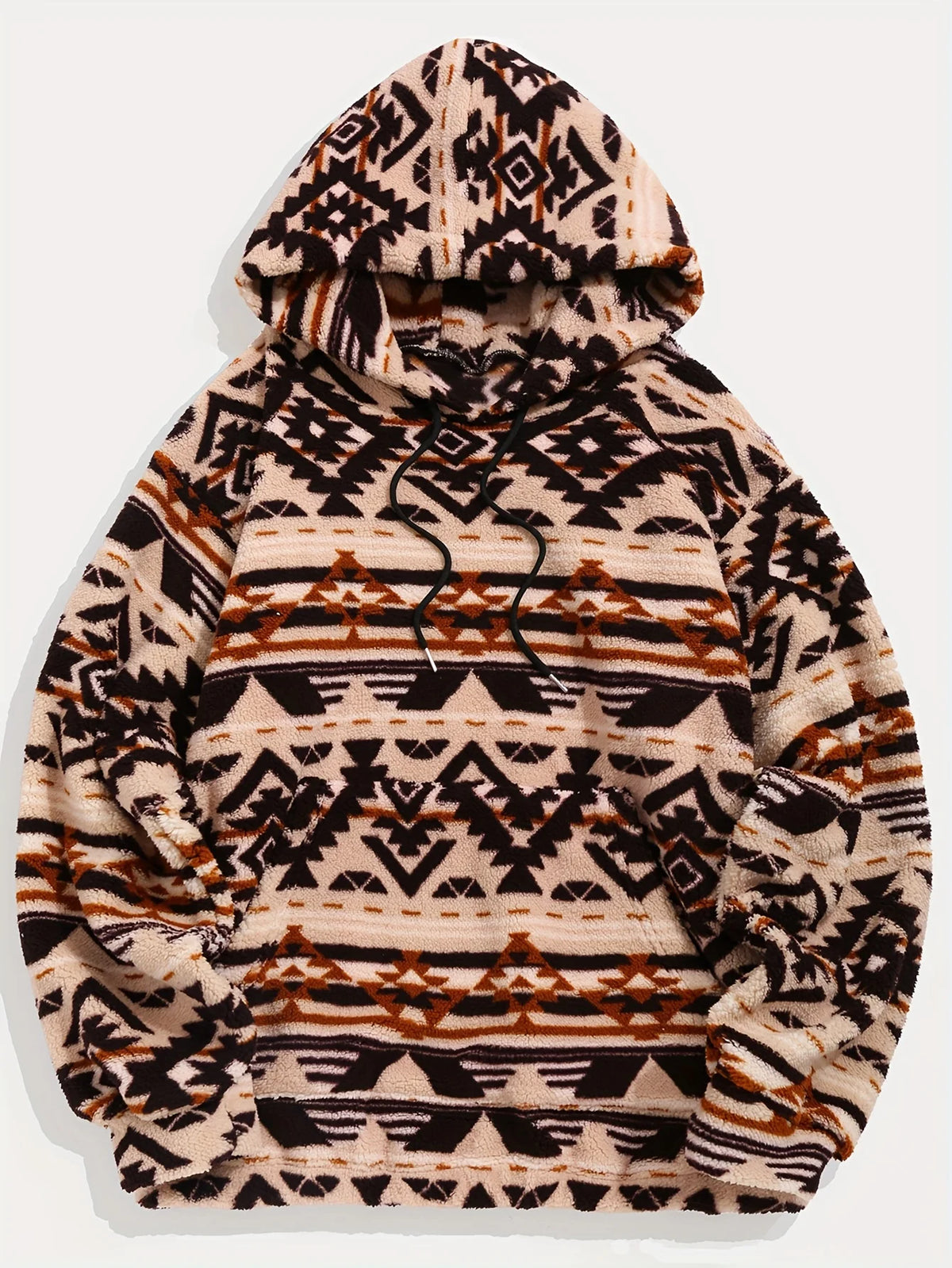 Men's Hooded Pullover Sweatshirt, Patterned Winter Hoodie