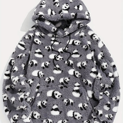 Men's Hooded Pullover Sweatshirt, Patterned Winter Hoodie