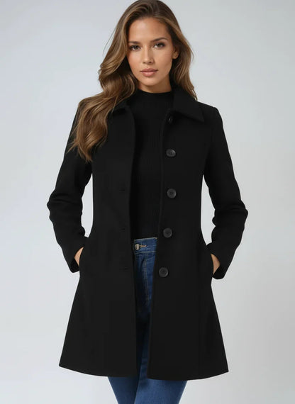 Notch-Lapel Fit-and-Flare Trench Coat
