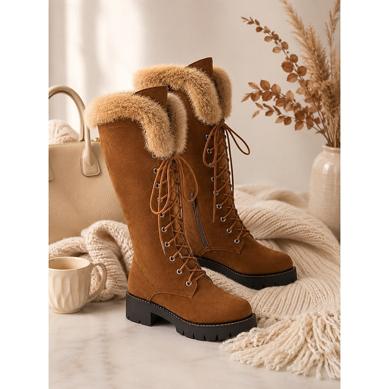 Cozy Lace-Up Knee-High Winter Boots – view 3