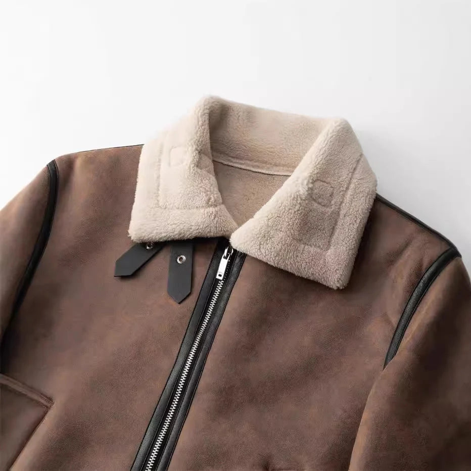 Kai shearling jacket in dark brown