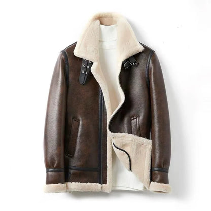 Bryson shearling aviator jacket, front view