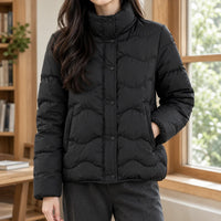 Evelyn | Women's Duck-Down Quilted Puffer Jacket with Snap Front