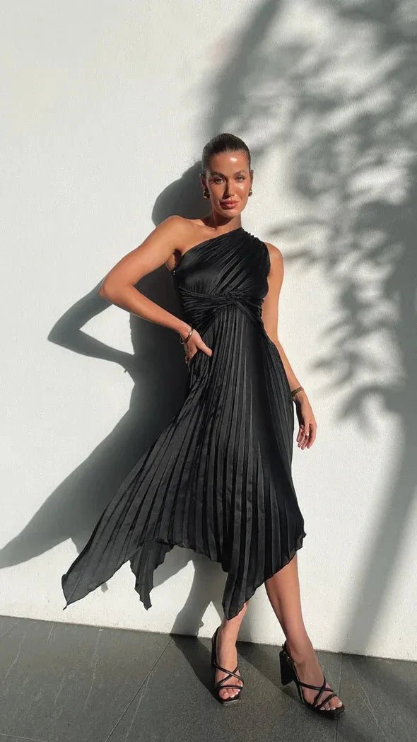 Ava | One Shoulder Dress Midi Sleek Formal Fit 11
