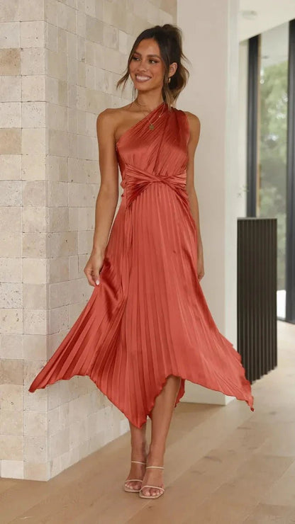 Ava | One Shoulder Dress Midi Sleek Formal Fit 9