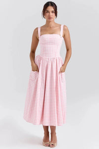 Pearl | Women's Pleated Maxi Dress Round Neck Sleeveless