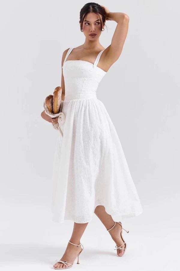 Ava | White Maxi Dress Pleated Elegant Style 8