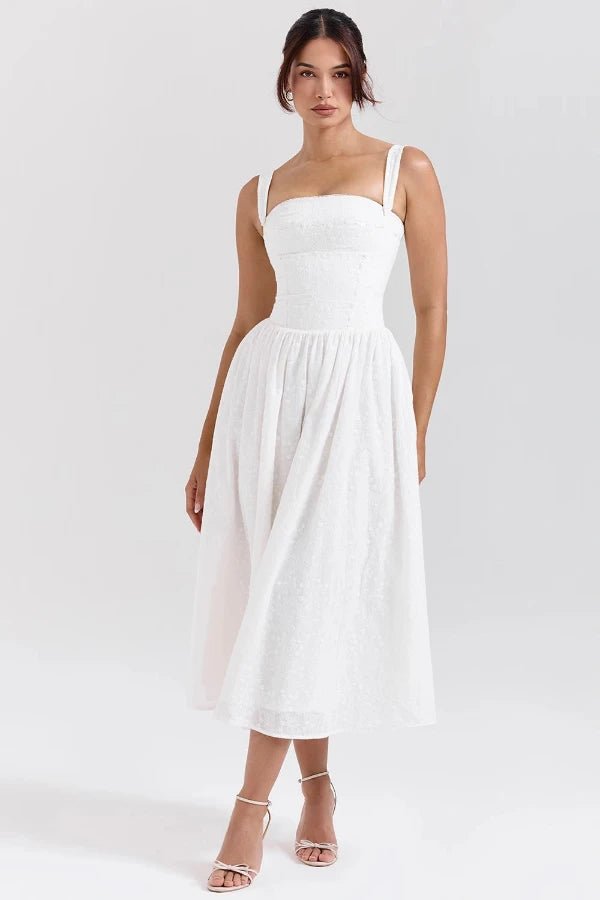 Ava | White Maxi Dress Pleated Elegant Style 9
