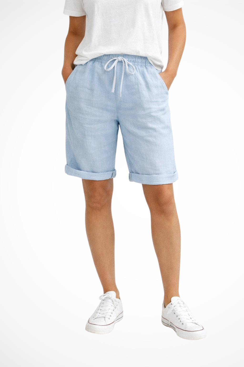 Women's beige linen capri pants relaxed fit