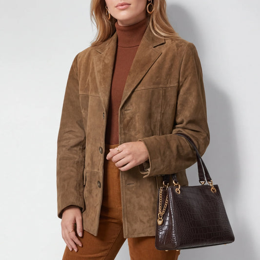 Serenity women's short wool blend overcoat, front view