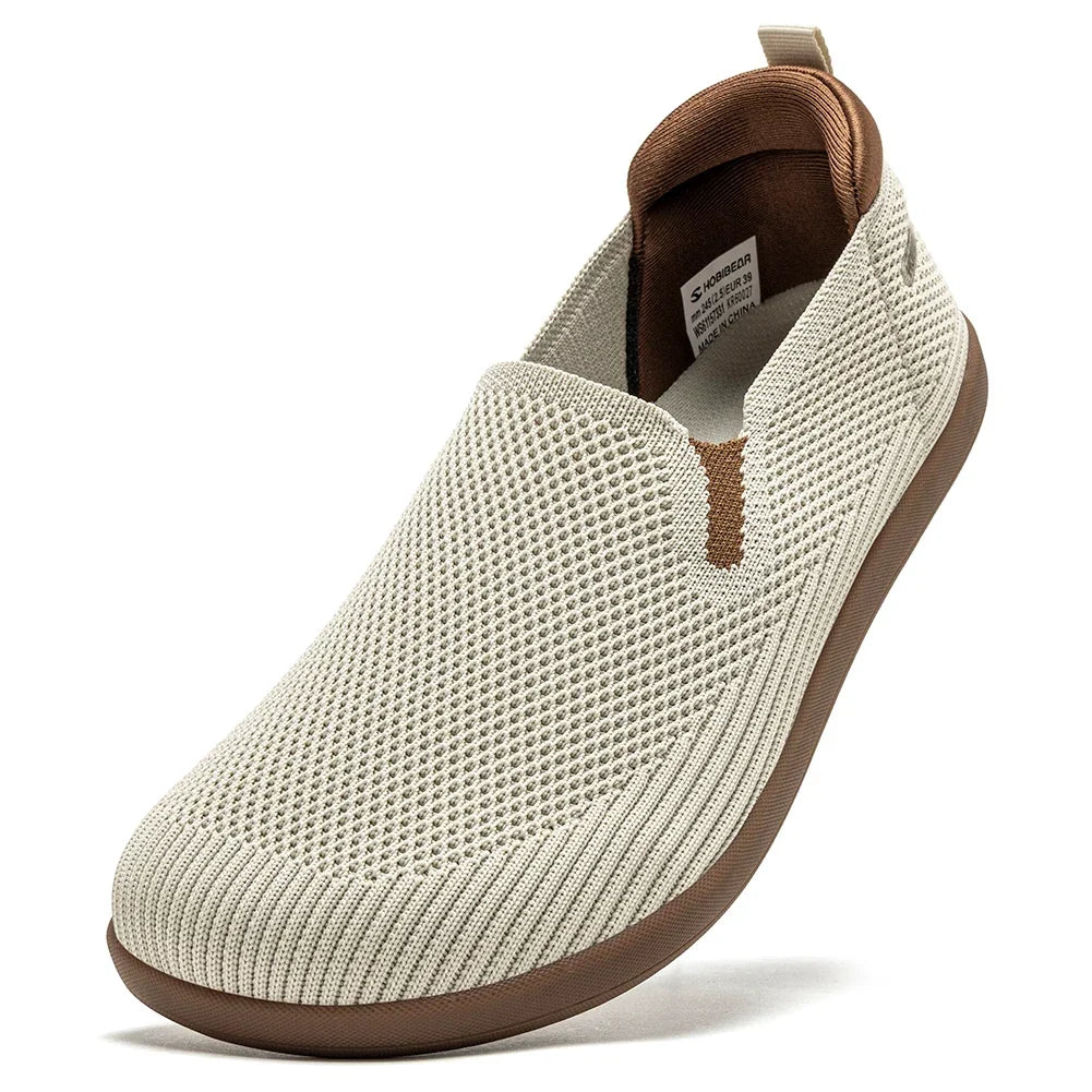 Women's beige barefoot knit slip-on shoes
