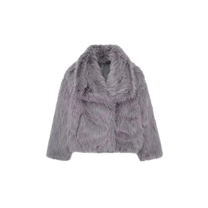 Dark Gray Wrap-Front Oversized Winter Coat with Notched Lapel
