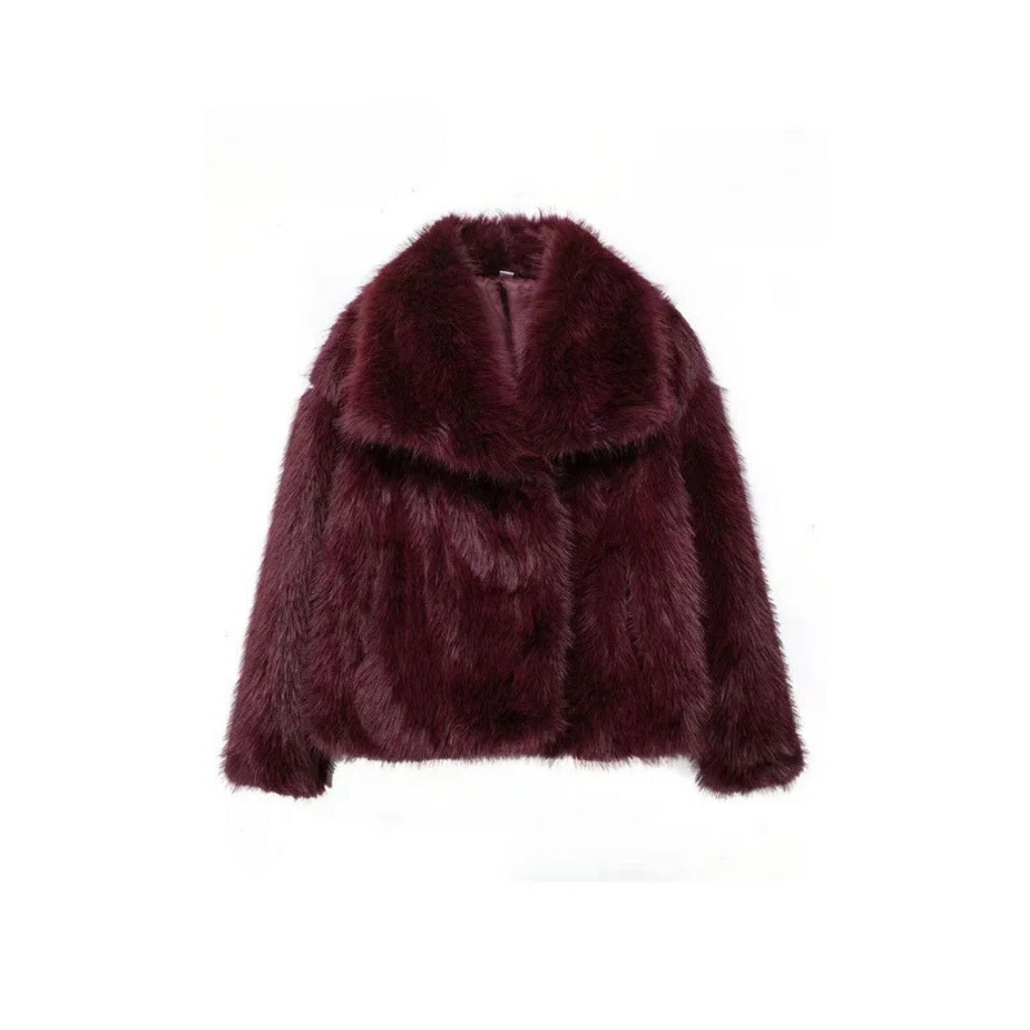 Maroon Wrap-Front Oversized Winter Coat with Notched Lapel