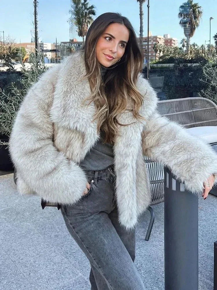 Wrap-Front Oversized Winter Coat with Notched Lapel – view 7