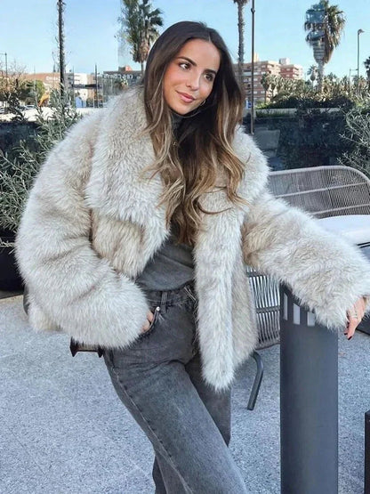 Wrap-Front Oversized Winter Coat with Notched Lapel – view 7