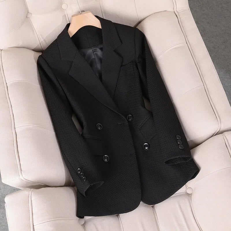 Quinn plaid blazer, button front detail