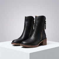 Hannah | Women's Leather Ankle Boots with Side Zip and Cushioned Footbed