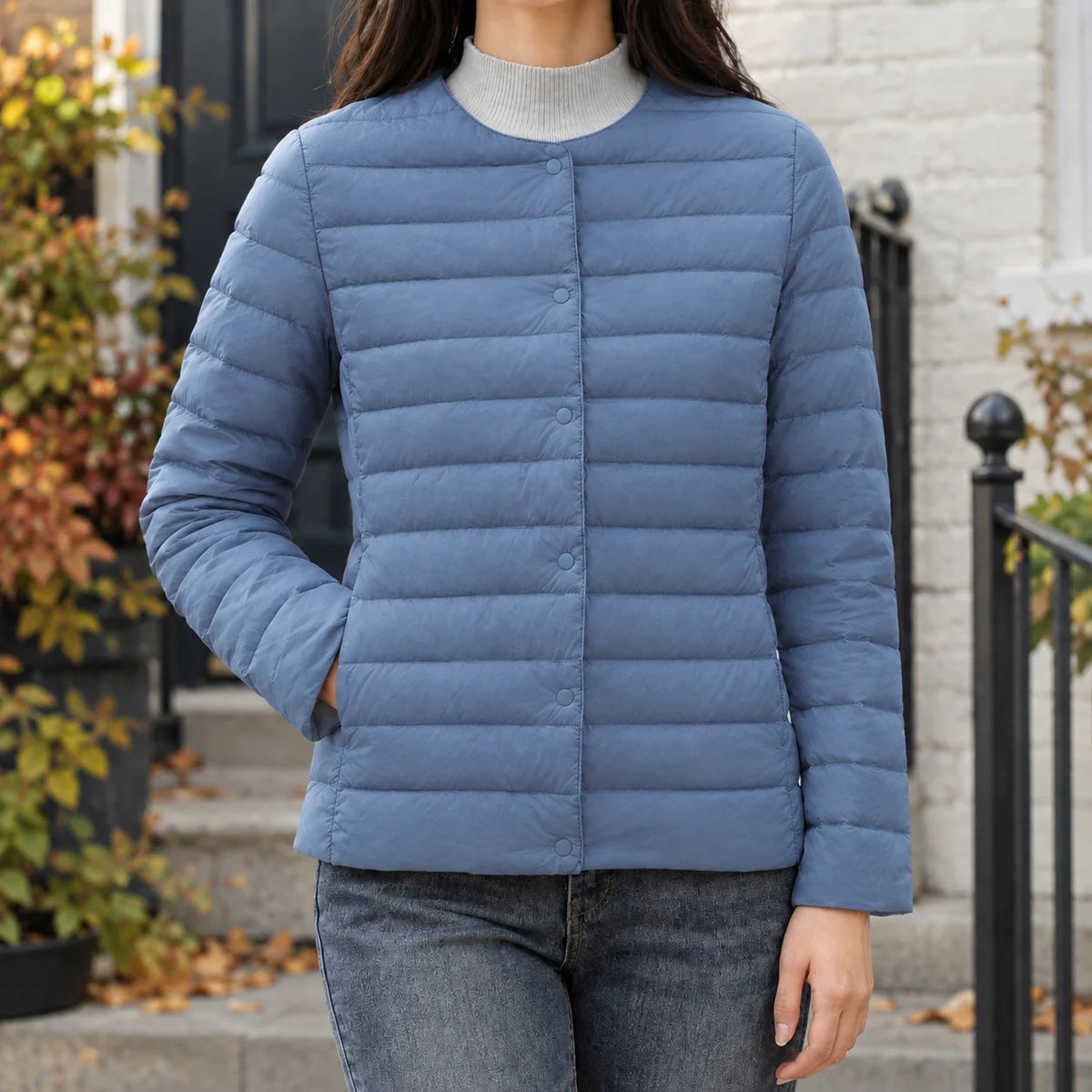 Women's pink lightweight quilted jacket, regular fit