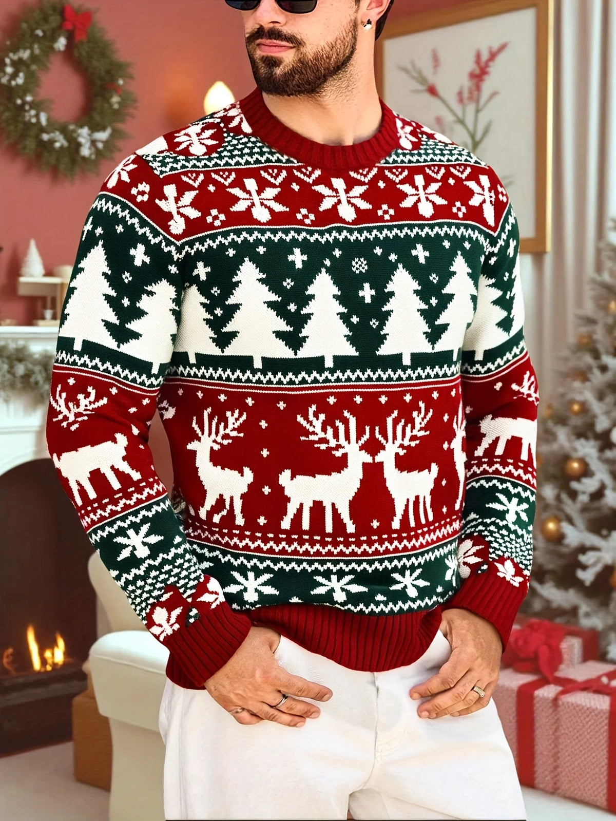 Men's Christmas Sweater, Classic Holiday Knit Pullover