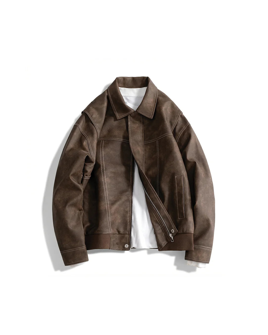 Declan vegan leather bomber jacket, front view