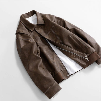Declan leather bomber jacket, pocket detail