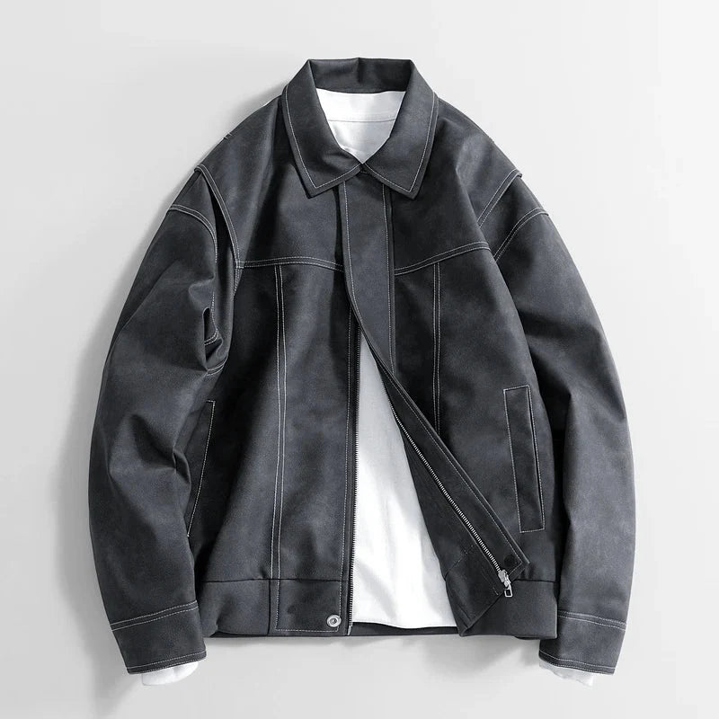 Declan leather bomber jacket in light green