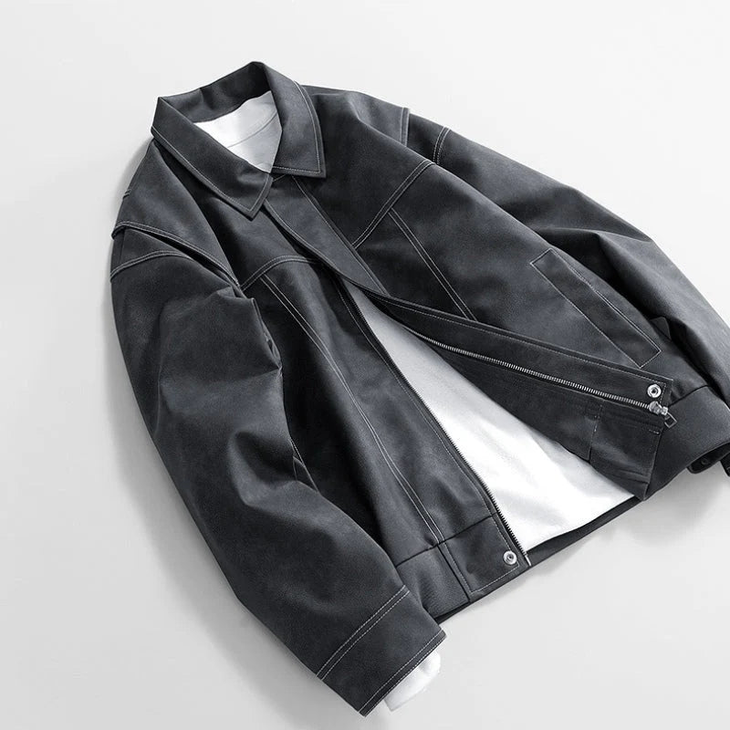 Declan leather bomber jacket in purple