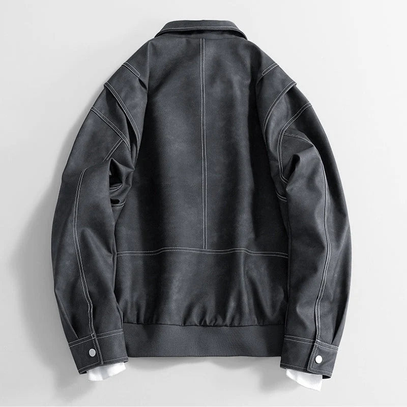 Declan leather bomber jacket in pink