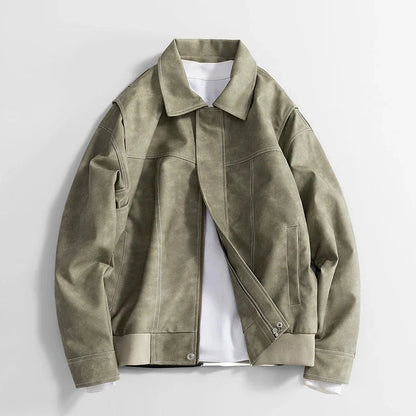 Declan leather bomber jacket, zip detail