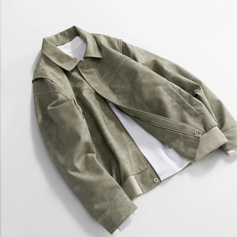 Declan leather bomber jacket, back view