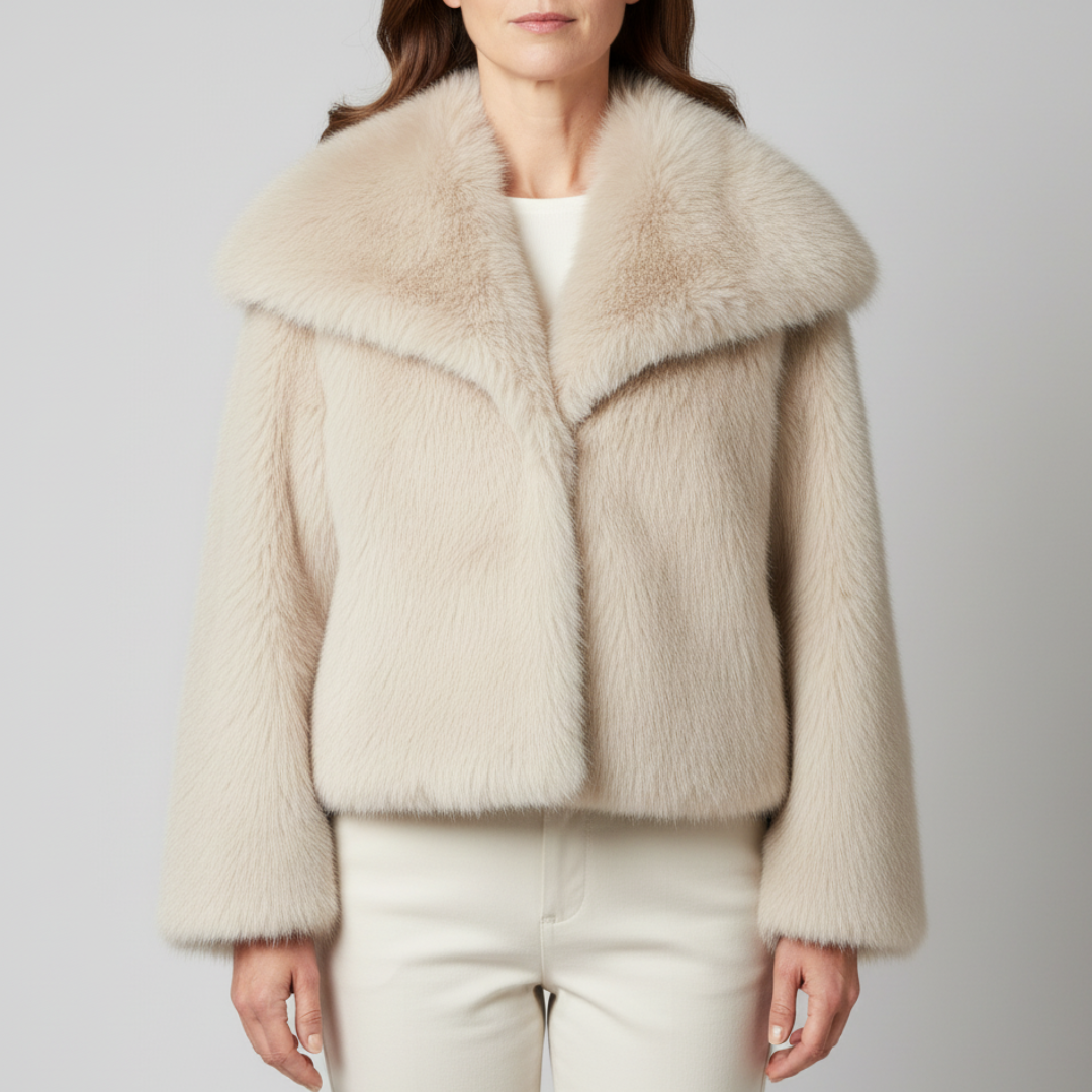 Women's luxe faux fur jacket in ivory