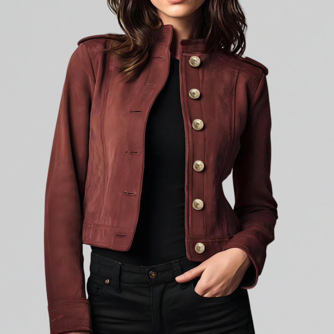 Women's structured button jacket in red
