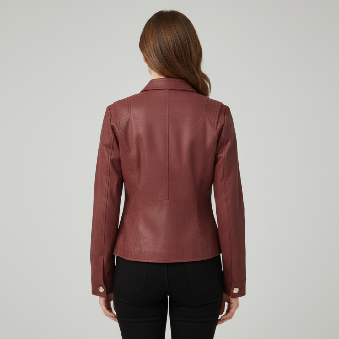 Women's structured button jacket in red