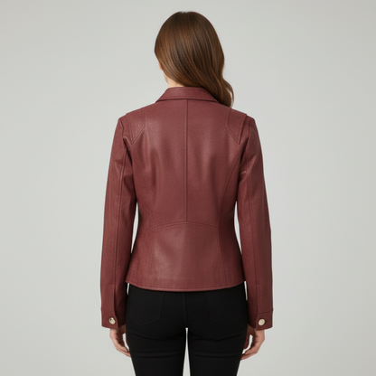 Women's structured button jacket in red