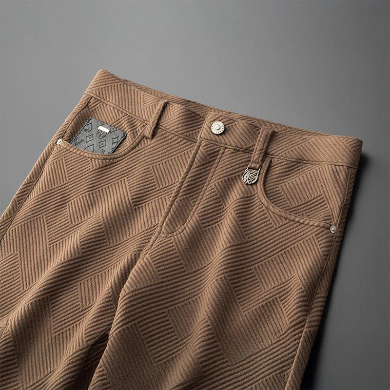 Men's fleece-lined jacquard pants