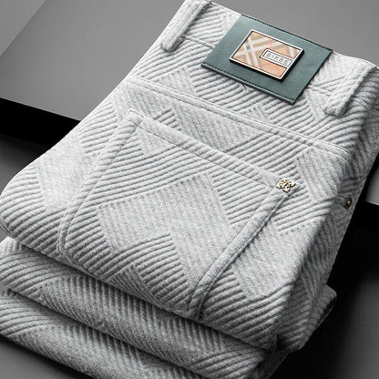 Men's light gray fleece-lined jacquard pants
