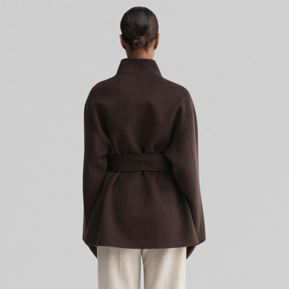 Women's belted wrap jacket in brown