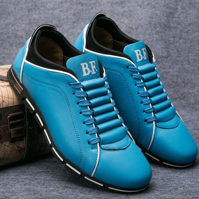 Men's brown faux leather low top court sneakers with rubber sole