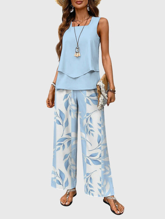 Brenda | Womens Set Square Neck Plant Print 0