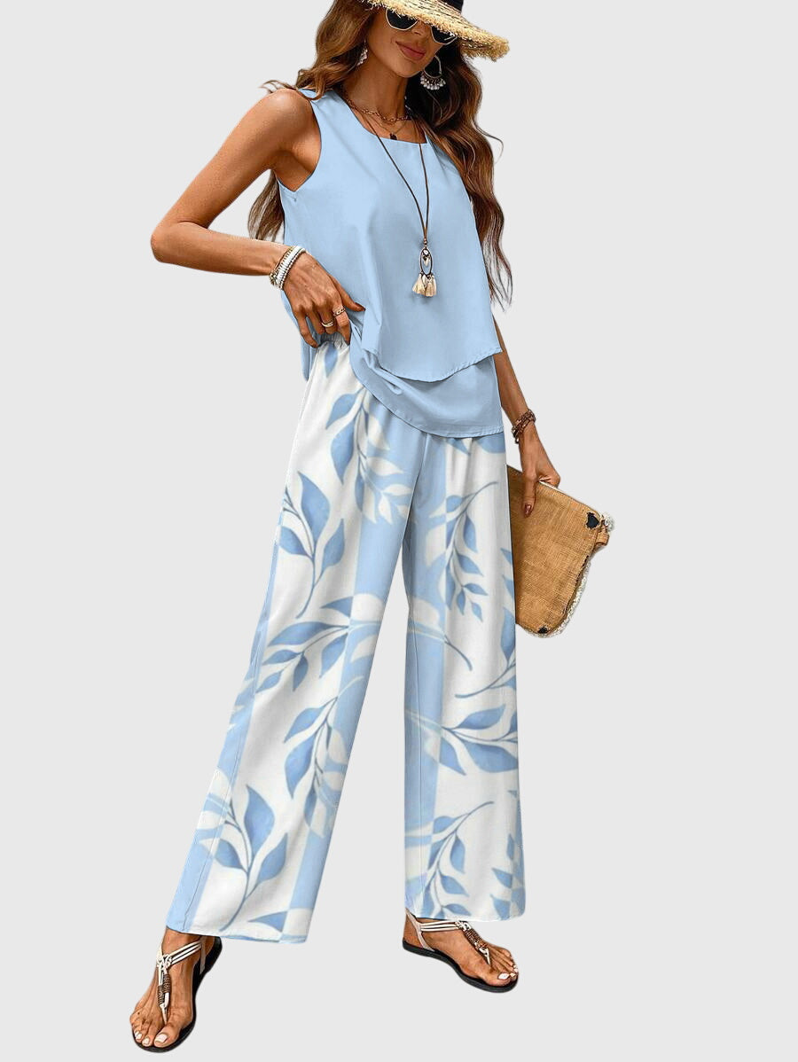 Brenda | Womens Set Square Neck Plant Print 1