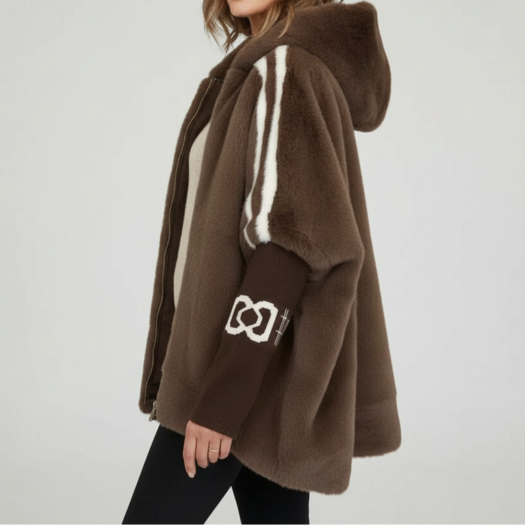 Women's hooded jacket in brown
