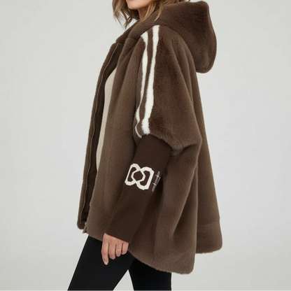 Women's hooded jacket in brown