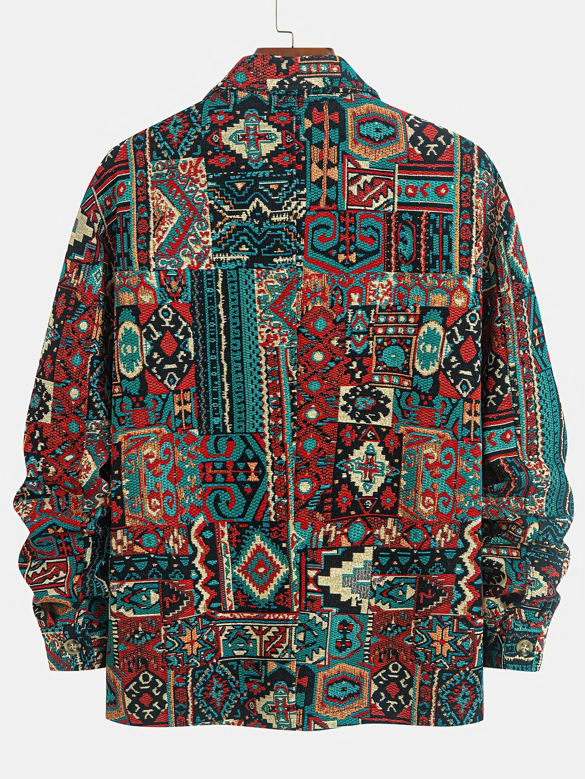 Men's Lapel Zip Jacket, Patterned Fall Outerwear