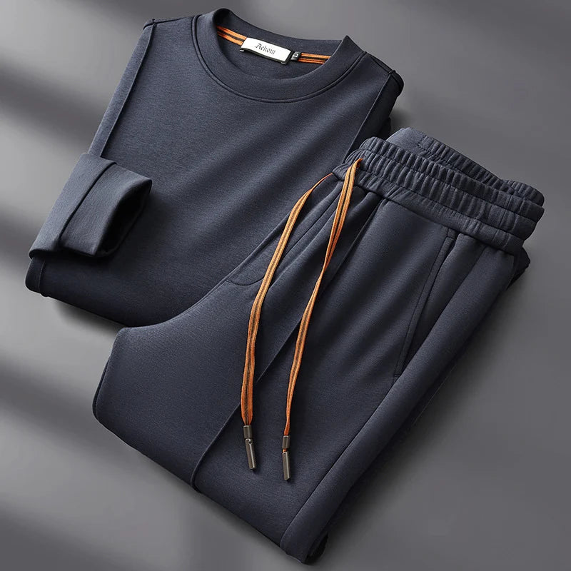 Navy blue silk cotton loungewear set